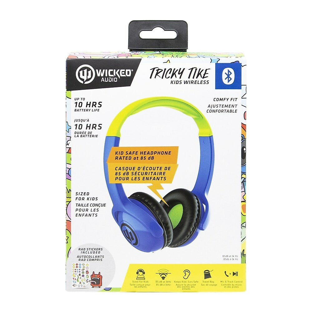 Wicked Audio Tricky Tike Kid Safe BT Headphone Rated at 85 dB - Hero Blue