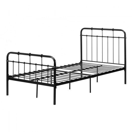 Tassio Metal Platform Twin Bed - Pure Black|Lit simple plateforme Tassio en métal - noir solide