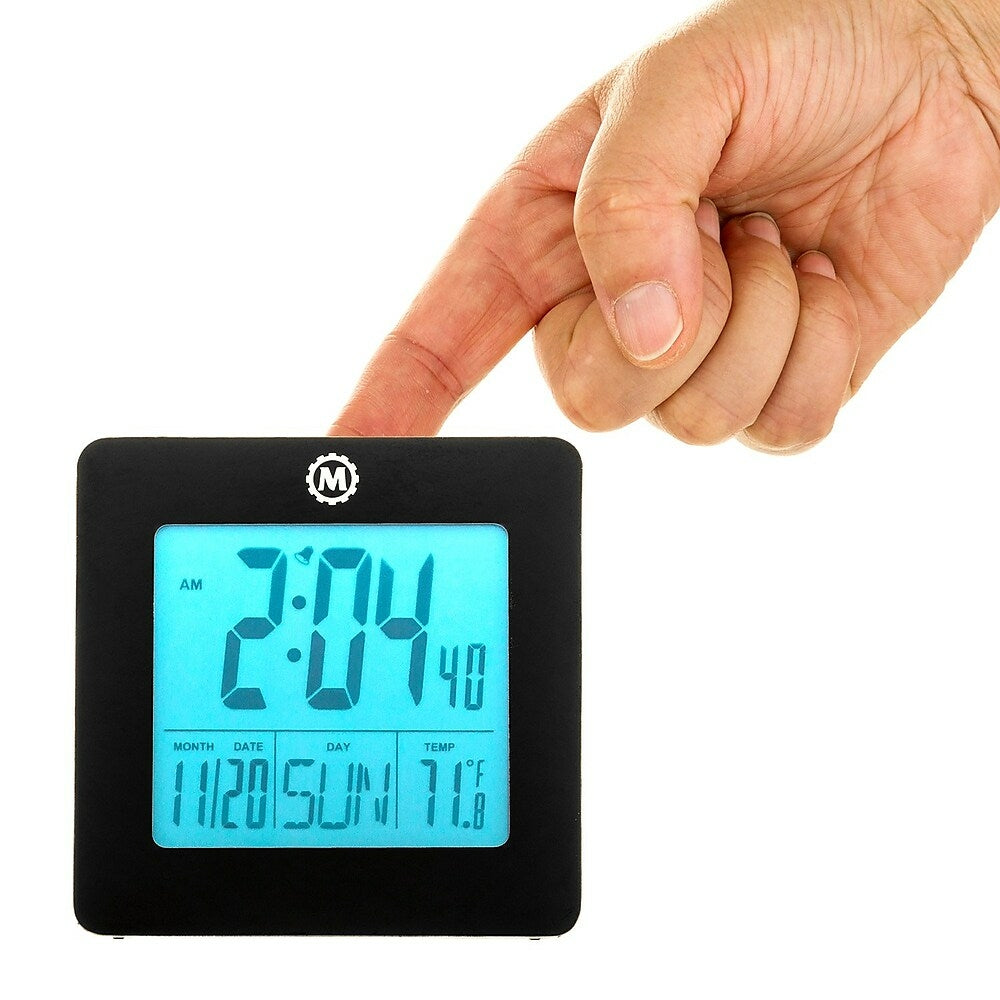 Marathon Digital Desktop Clock with Day, Date, Temperature, Alarm and Backlight, Black (CL030050BK)