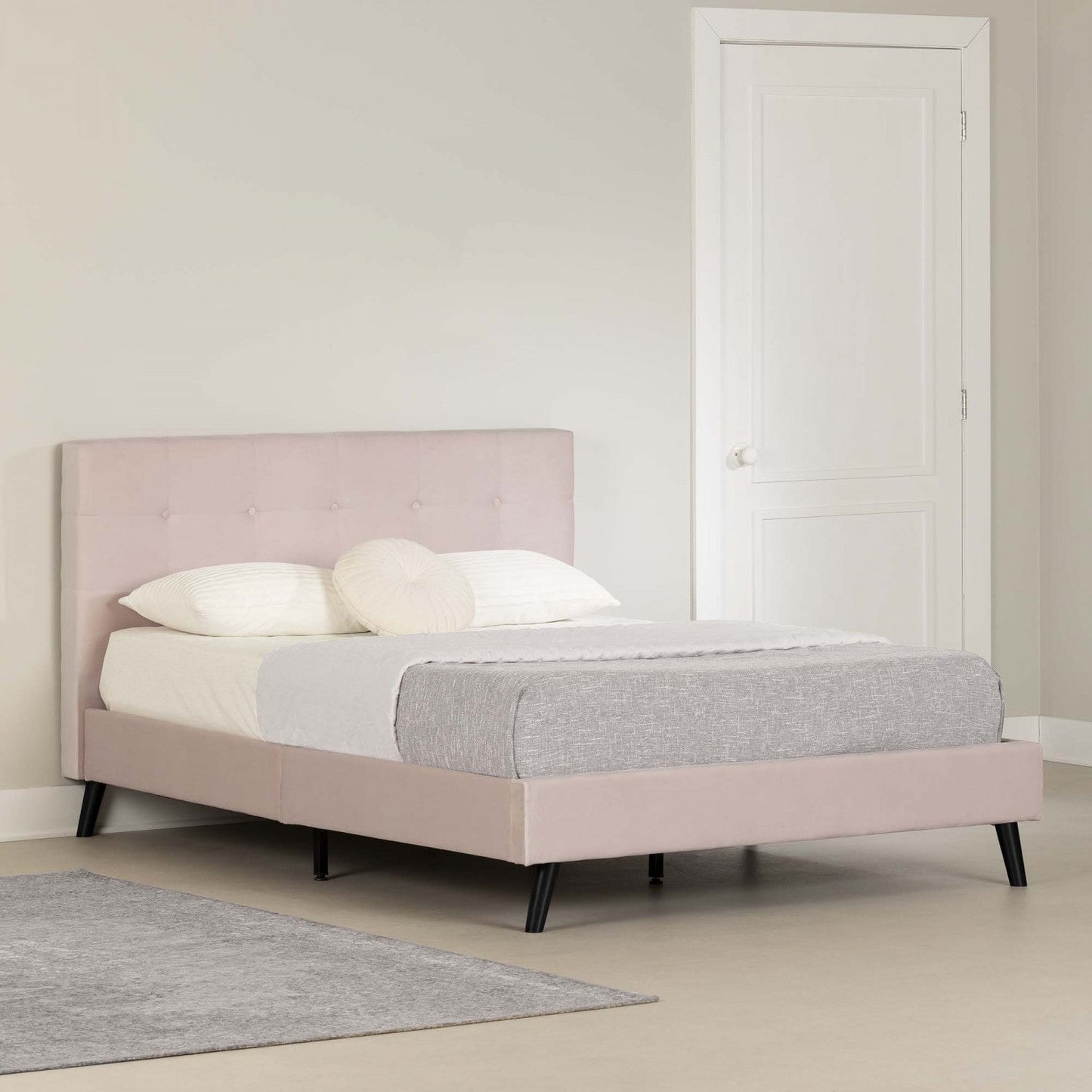 Hype Upholstered Full Bed - Pale Pink|Lit double rembourré Hype - rose pâle