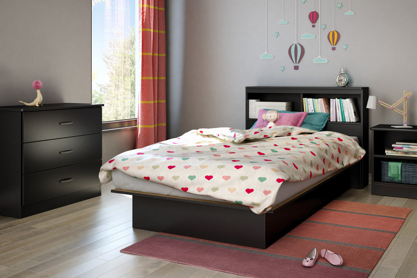 Libra Platform Twin Bed - Pure Black|Lit simple plateforme Libra - noir solide