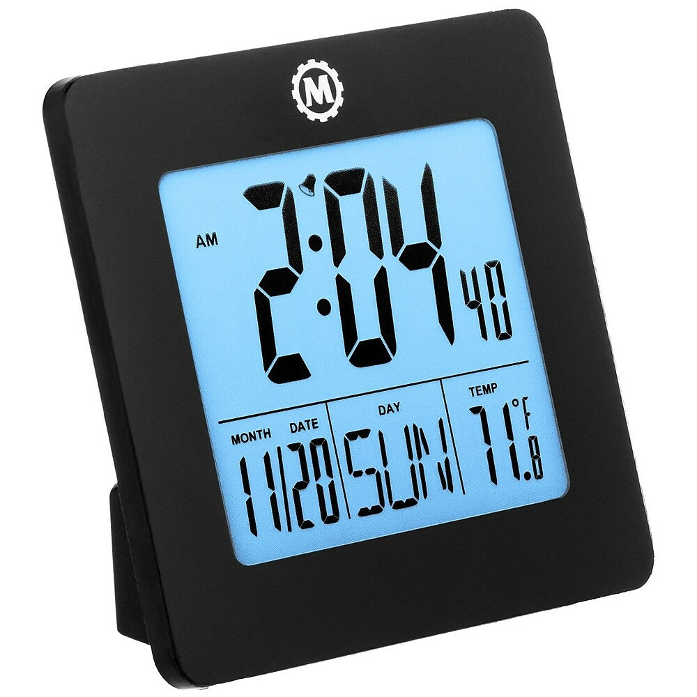 Marathon Digital Desktop Clock with Day, Date, Temperature, Alarm and Backlight, Black (CL030050BK)