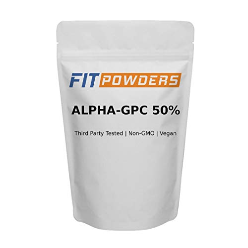 Alpha-GPC Powder 50% Non-Clumping Choline by FitPowders, Non-GMO, Vegan, Support Memory and Focus, with Scoop (125 Grams)