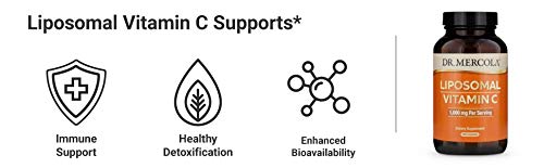 Dr. Mercola Liposomal Vitamin C Dietary Supplement, 1,000mg per Serving, 90 Servings (180 Capsules), Immune Support, Non GMO, Soy Free, Gluten Free