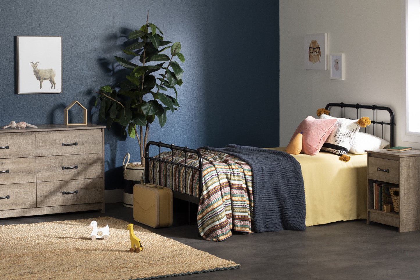 Tassio Metal Platform Twin Bed - Pure Black|Lit simple plateforme Tassio en métal - noir solide