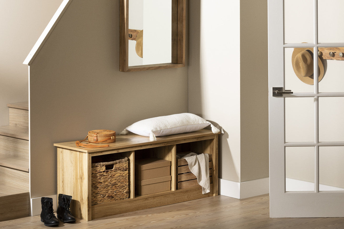 Toza Mudroom Storage Bench - Nordik Oak|Banc de rangement Toza pour vestibule - chêne nordique