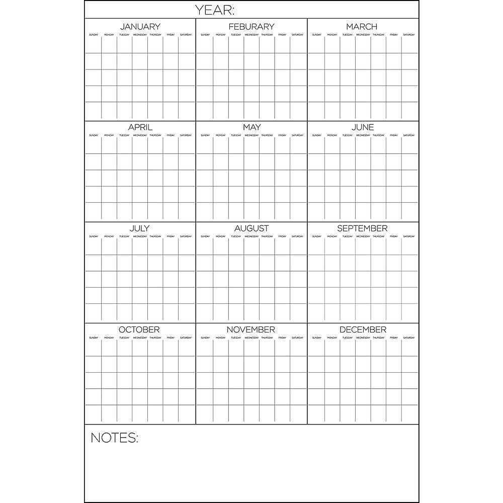 WallPops Yearly Calendar - White