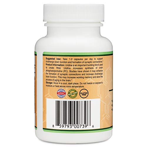 Uridine Monophosphate - Third Party Tested (Choline Enhancer, Beginner Nootropic) 300mg, Made in USA by Double Wood Supplements (60 Capsules)