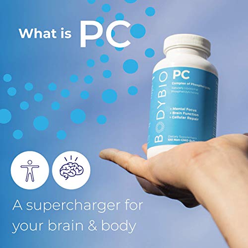 BodyBio - PC Phosphatidylcholine + Phospholipids - Liposomal for High Absorption - Optimal Brain & Cell Health - Boost Memory, Cognition, Focus & Clarity - 100% Non-GMO - 8 oz