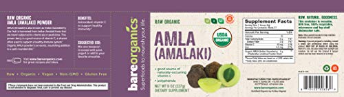 Bareorganics Amla Powder, Indian Gooseberry, Organic, Vegan, Non-GMO, Gluten-Free, BPA-Free, 8oz