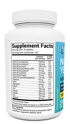 Dr. Berg's Nutritional Yeast Tablets  Non-Fortified Natural B12 Added - All 8 B Vitamin Complex  No Gluten Non-GMO No Synthetics - 270 Vegan Tablets Dietary Supplements