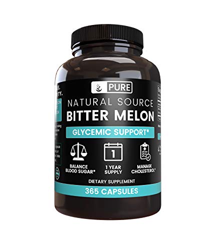 Pure Bitter Melon (365 Capsules) 1 Year Supply, Natural Source, No Fillers, Gluten-Free, No Soy & Dairy (415 mg Serving)