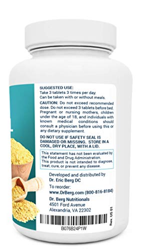 Dr. Berg's Nutritional Yeast Tablets  Non-Fortified Natural B12 Added - All 8 B Vitamin Complex  No Gluten Non-GMO No Synthetics - 270 Vegan Tablets Dietary Supplements