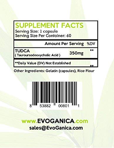 TUDCA (350mg x 60ct) by EVOGANICA - Tauroursodeoxycholic Acid