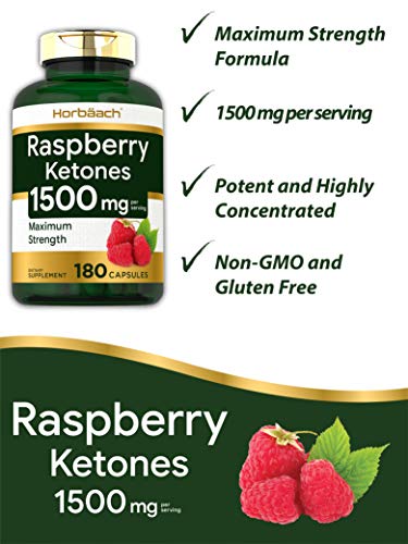 Raspberry Ketones | 1500mg | 180 Capsules | Non-GMO & Gluten Free Pills | by Horbaach