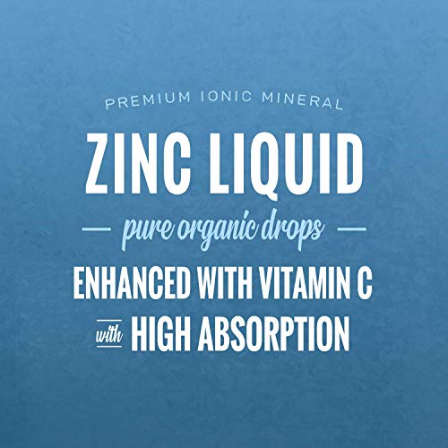 Organic Zinc Sulfate Liquid Supplement - Immune Support System Boost - Pure Ionic Concentrated Mineral Drops for Men, Women & Kids Enhanced with Vitamin C - 4 oz Great Tasting Defense Booster