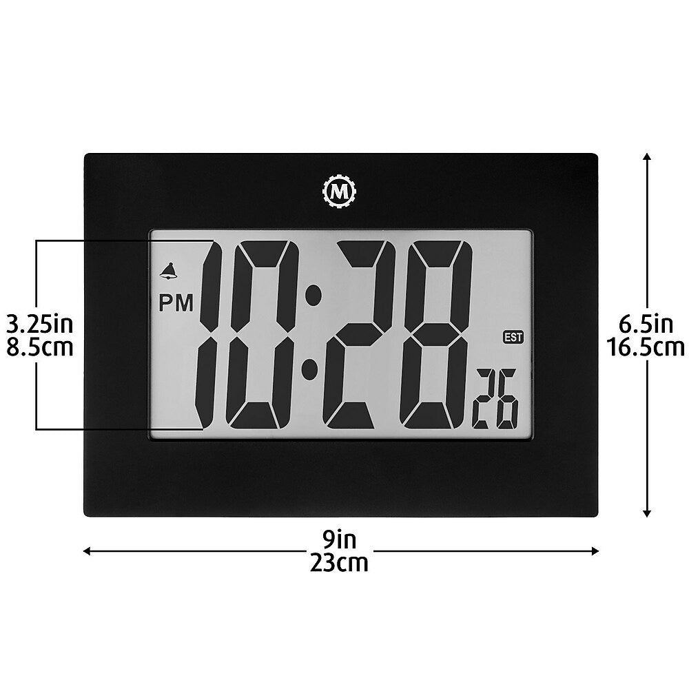 Marathon Large Digital Clock, 3.25" Digits, Black (CL030064BK)