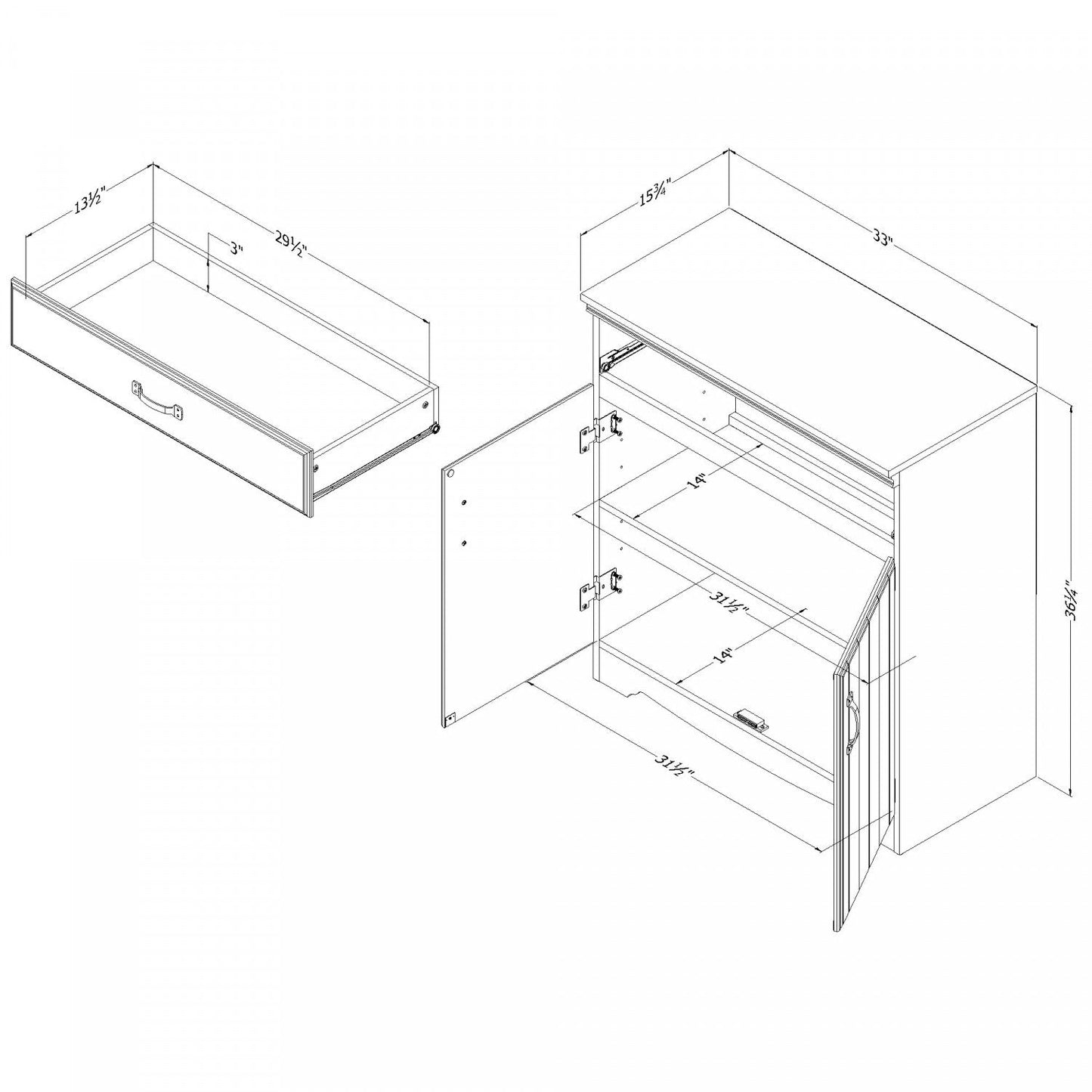 Farnel Storage Cabinet - Pure White|Armoire de rangement Farnel - blanc solide