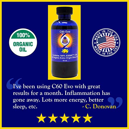 C60 EVO Organic Olive Oil - Pure C60 ESS60 to Support Joint Pain, Flexibility, Energy, Immunity, Great Sleep Aid - 8 oz