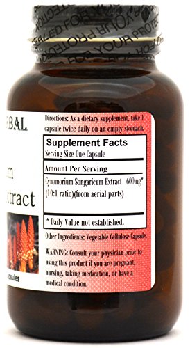 Cynomorium Songaricum Extract 10:1-60 600mg Vegicaps - Stearate Free, Bottled in Glass! Free Shipping on Orders Over $49!