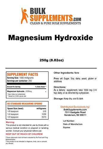 BulkSupplements Magnesium Hydroxide Powder (250 Grams)