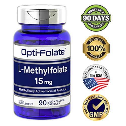 L Methylfolate 15mg | 90 Capsules | Max Potency | Optimized and Activated | Non-GMO, Gluten Free | Methyl Folate, 5-MTHF | by Opti-Folate