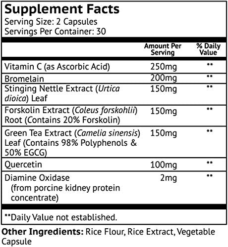 HistaResist Histamine Blocker for Histamine Intolerance - DAO Enzyme Supplement by Vitamonk - Optimal Dose of Diamine Oxidase to Help Shield Histamine for Smooth Digestion - 60 Capsules