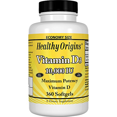 Healthy Origins Vitamin D3 10,000 IU (Non-GMO), 360 Softgels