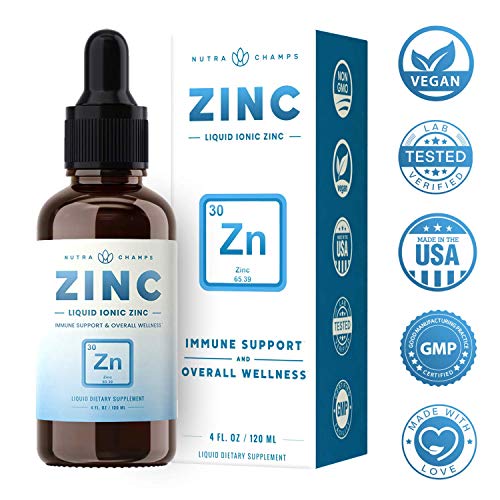 Organic Zinc Sulfate Liquid Supplement - Immune Support System Boost - Pure Ionic Concentrated Mineral Drops for Men, Women & Kids Enhanced with Vitamin C - 4 oz Great Tasting Defense Booster