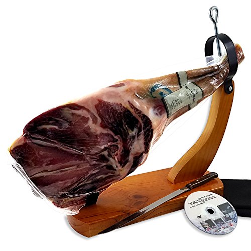 Iberico Ham Leg Cured for 24 Months, 20-25 Servings + Ham Holder, Carving Knife