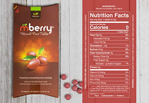 mberry Miracle Berry Tablets, Miracle Fruit Snacks, 10 Count, .12 Ounce, Pack of 1