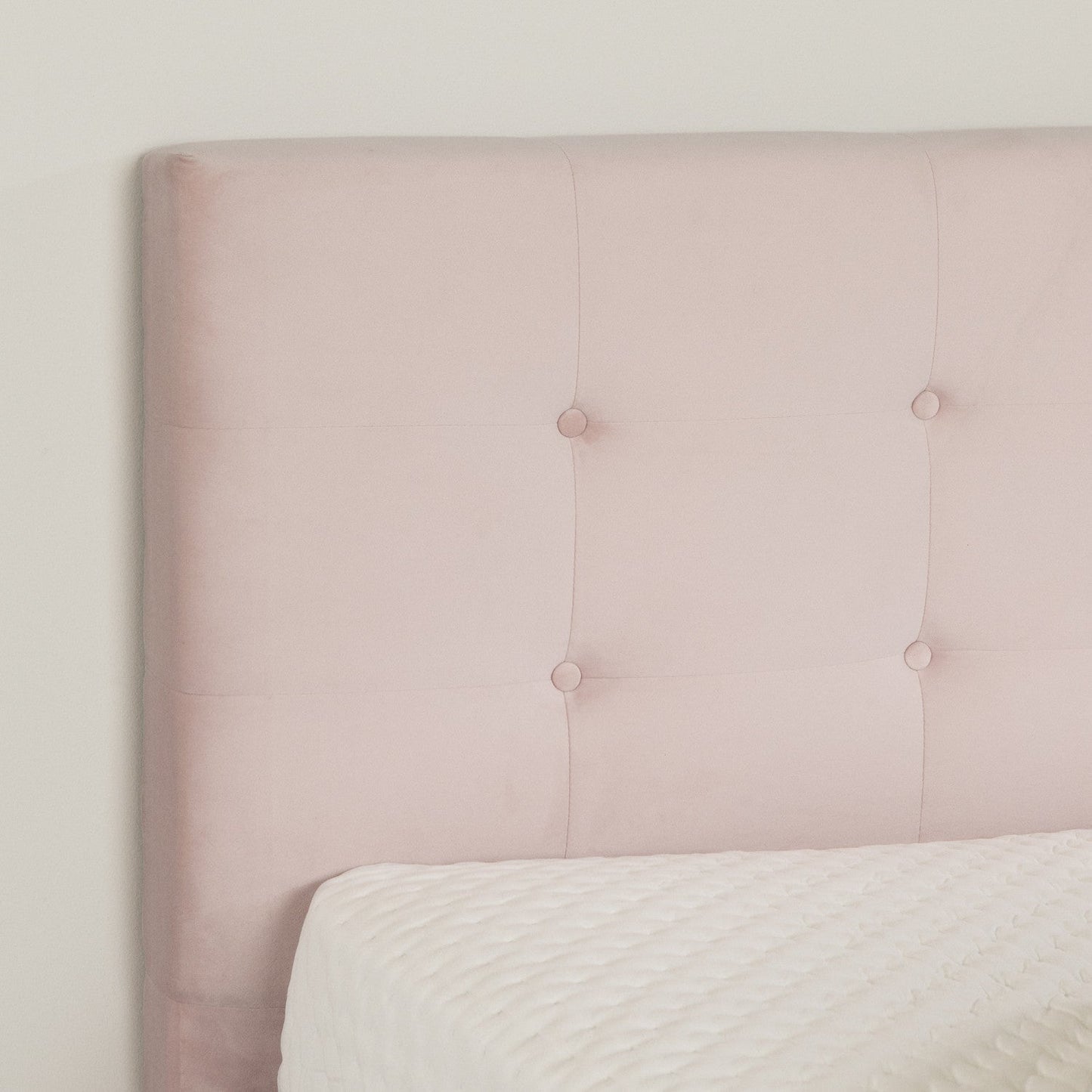 Dylane Upholstered Platform Full Bed and Headboard - Pale Pink|Tête de lit et lit double plateforme Dylane rembourrés - rose pâle