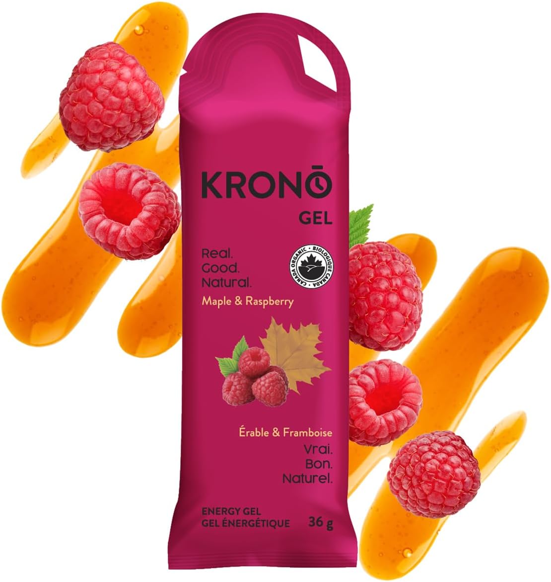 Krono Nutrition Energy Gel - Sports Nutrition - Made with Natural Ingredients - 25 mg caffeine - 24 gels (Maple & Coffee)