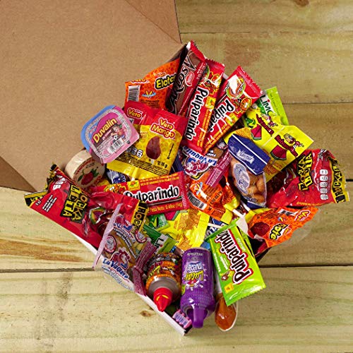 Mexi-Mix Box Mexican Candy Assortment. 86 count. Candy Care Package Variety of Spicy Candy Box Gift Bulk Dulces Mexicanos Snack Include: Obleas Duvalin Lucas Vero Mango Pulparindo Pelon Pelo Rico