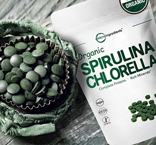 Organic Chlorella Spirulina Tablets, 3000mg Per Serving, 720 Counts, 120 Servings (4 Months Supply), Rich in Prebiotics, Immune Vitamins, Fiber, Proteins, No GMOs, Vegan