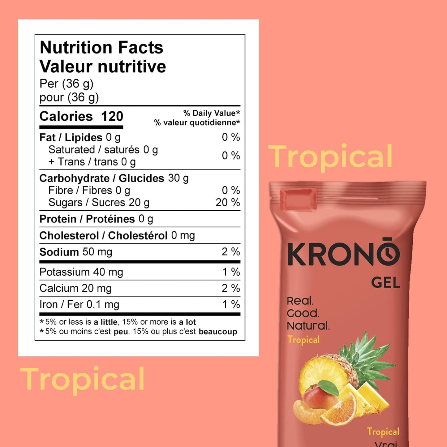 Krono Nutrition Energy Gel - Sports Nutrition - Made with Natural Ingredients - 25 mg caffeine - 24 gels (Maple & Coffee)