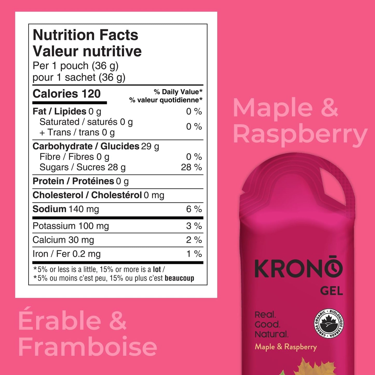 Krono Nutrition Energy Gel - Sports Nutrition - Made with Natural Ingredients - 25 mg caffeine - 24 gels (Maple & Coffee)