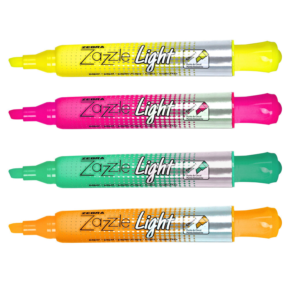 Zebra Zazzle Light Highlighter - Assorted Colours - 4 Pack