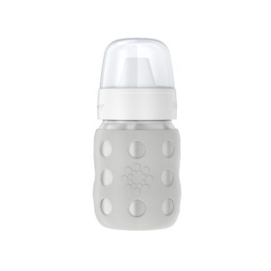 LIFEFACTORY Stainless Steel Baby Bottle with Soft Sippy Spout 8oz (235ml) - Cool Grey