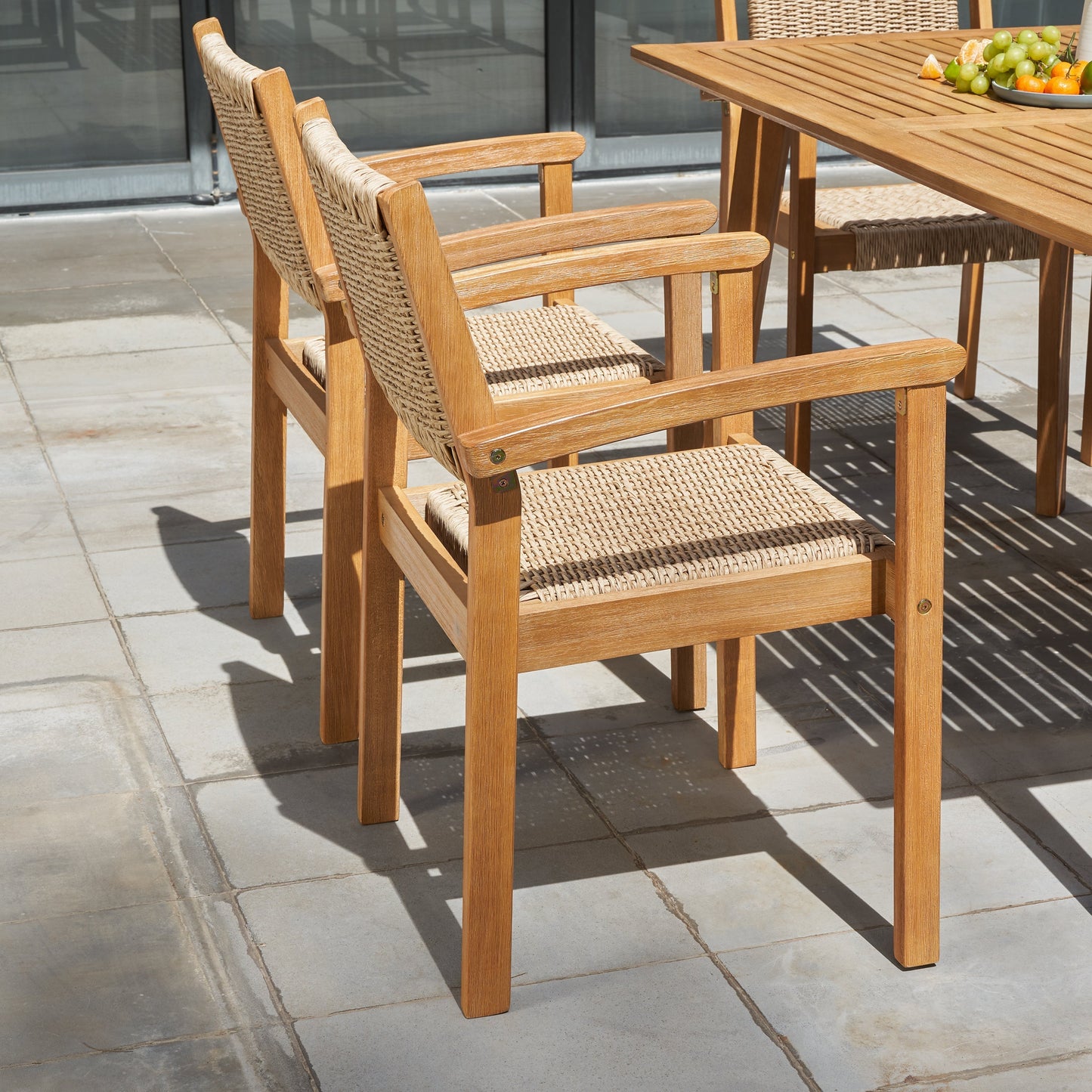 Idaho Wood Outdoor Patio Dining Chair - Set Of Two|Chaise de salle à manger Idaho en bois pour terrasses extérieures - ensemble de 2|D62GFFSQ