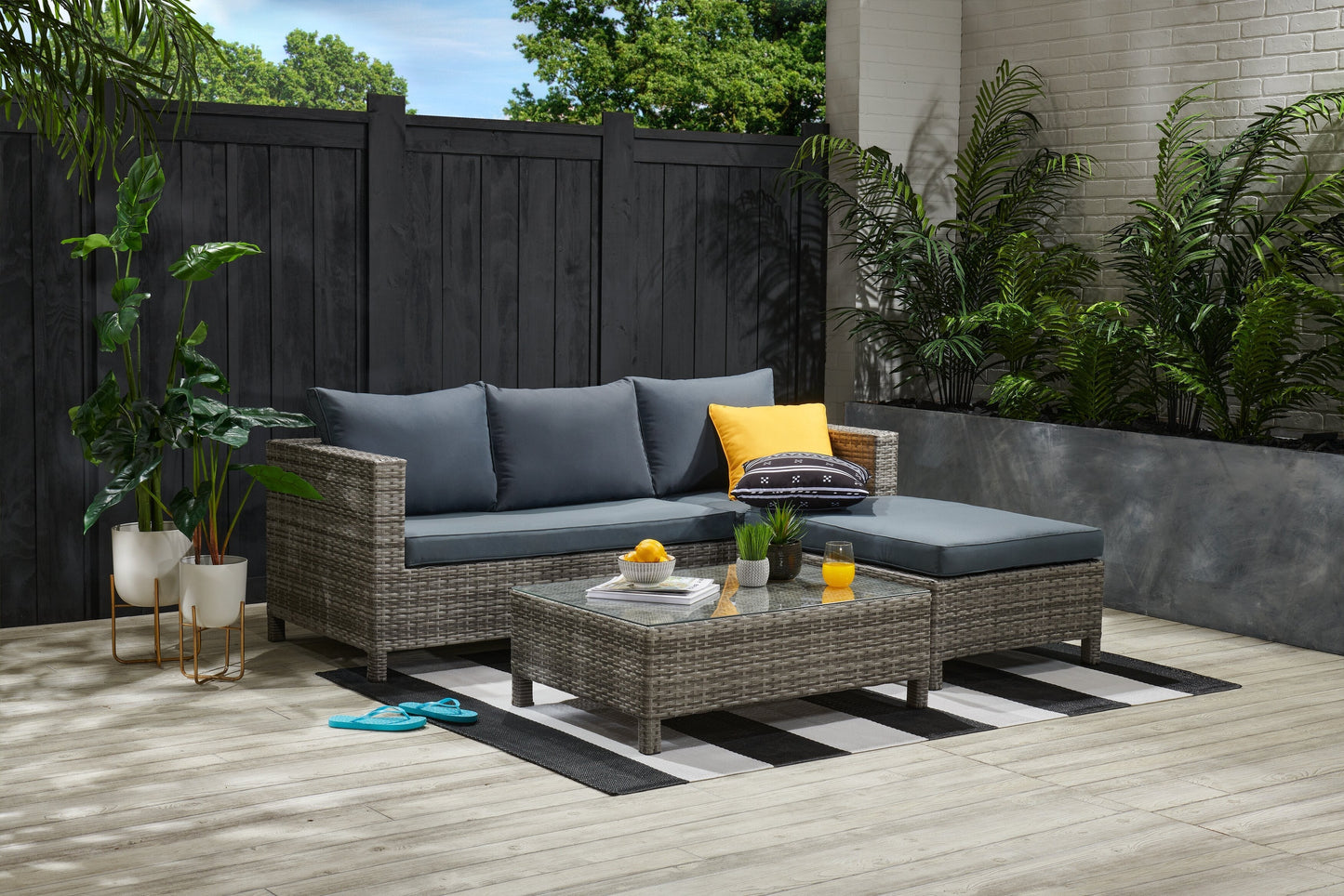 Athens 3-Piece Patio Lounger Set - Grey | Ensemble de relaxation Athens 3 pièces pour la terrasse - gris | AT3G3SET