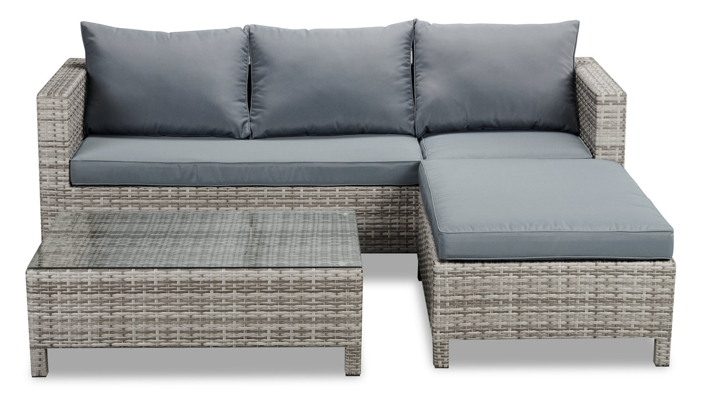 Athens 3-Piece Patio Lounger Set - Grey | Ensemble de relaxation Athens 3 pièces pour la terrasse - gris | AT3G3SET