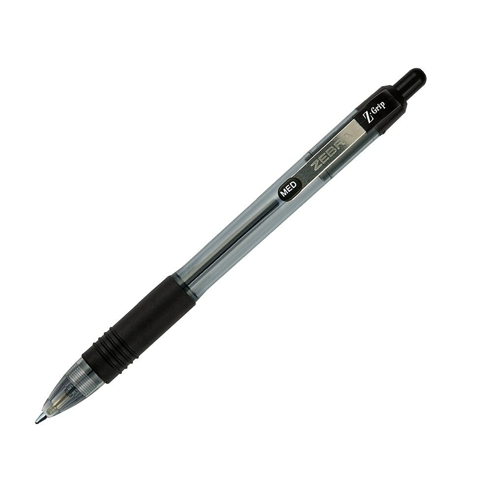 Zebra Z-Grip Retractable Ball Point Pens, Black, 12 Pack (22291)