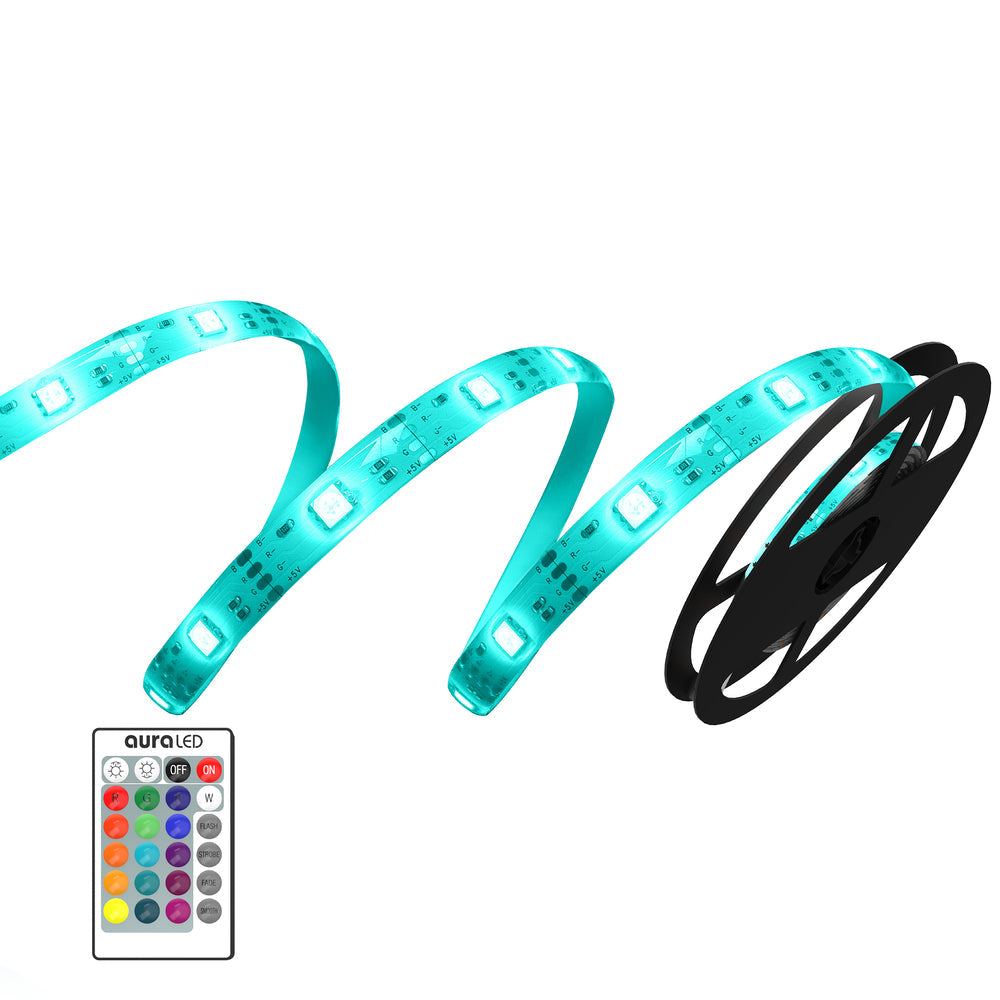 Tzumi Aura LED ColorStrip Remote-Controlled - 6.5 ft. Trimmable RGB LED Tape Light