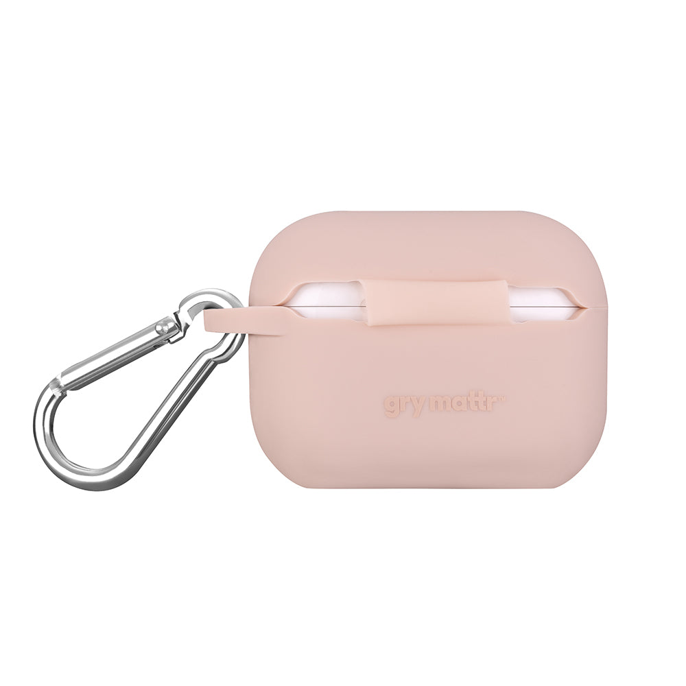 Gry Mattr GMPROPK Airpod PRO Protective Silicone Case with Keychain Carabiner andAnti Microbial Protection - Blush Pink