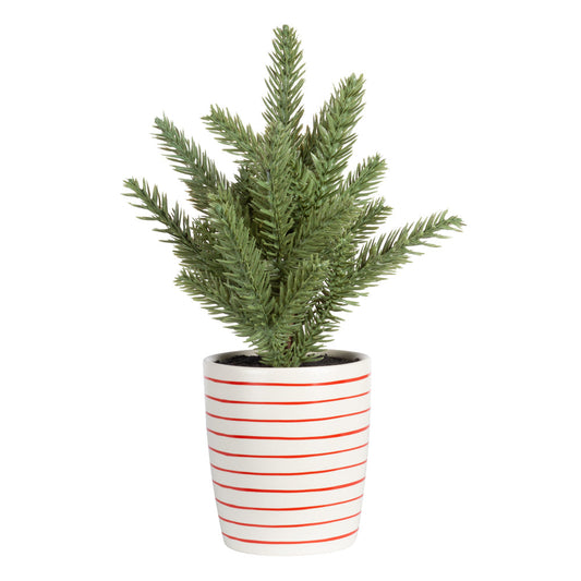 General Supply Goods + Co Faux Tree - Ceramic Pot - Red Stripe