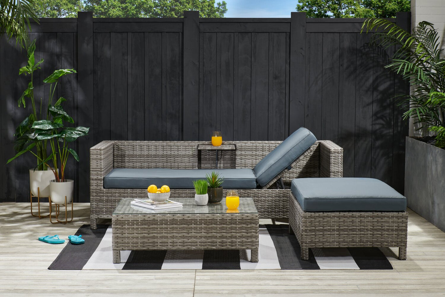 Athens 3-Piece Patio Lounger Set - Grey | Ensemble de relaxation Athens 3 pièces pour la terrasse - gris | AT3G3SET