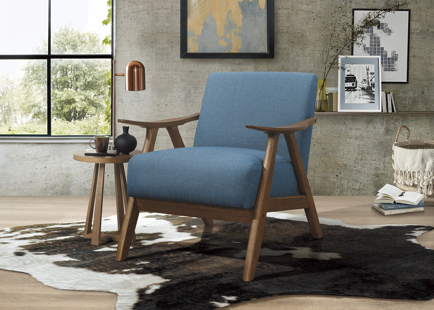 Kyra Linen-Look Fabric Accent Chair - Blue | Fauteuil d'appoint Kyra en tissu d'apparence lin - bleu